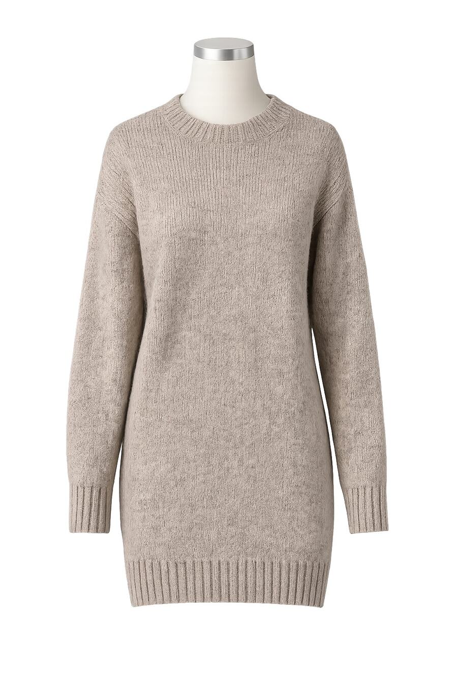 Topshop Knit Mini Sweater Dress - Neutral Crew Neck - US 0-2 - Cozy Chic
